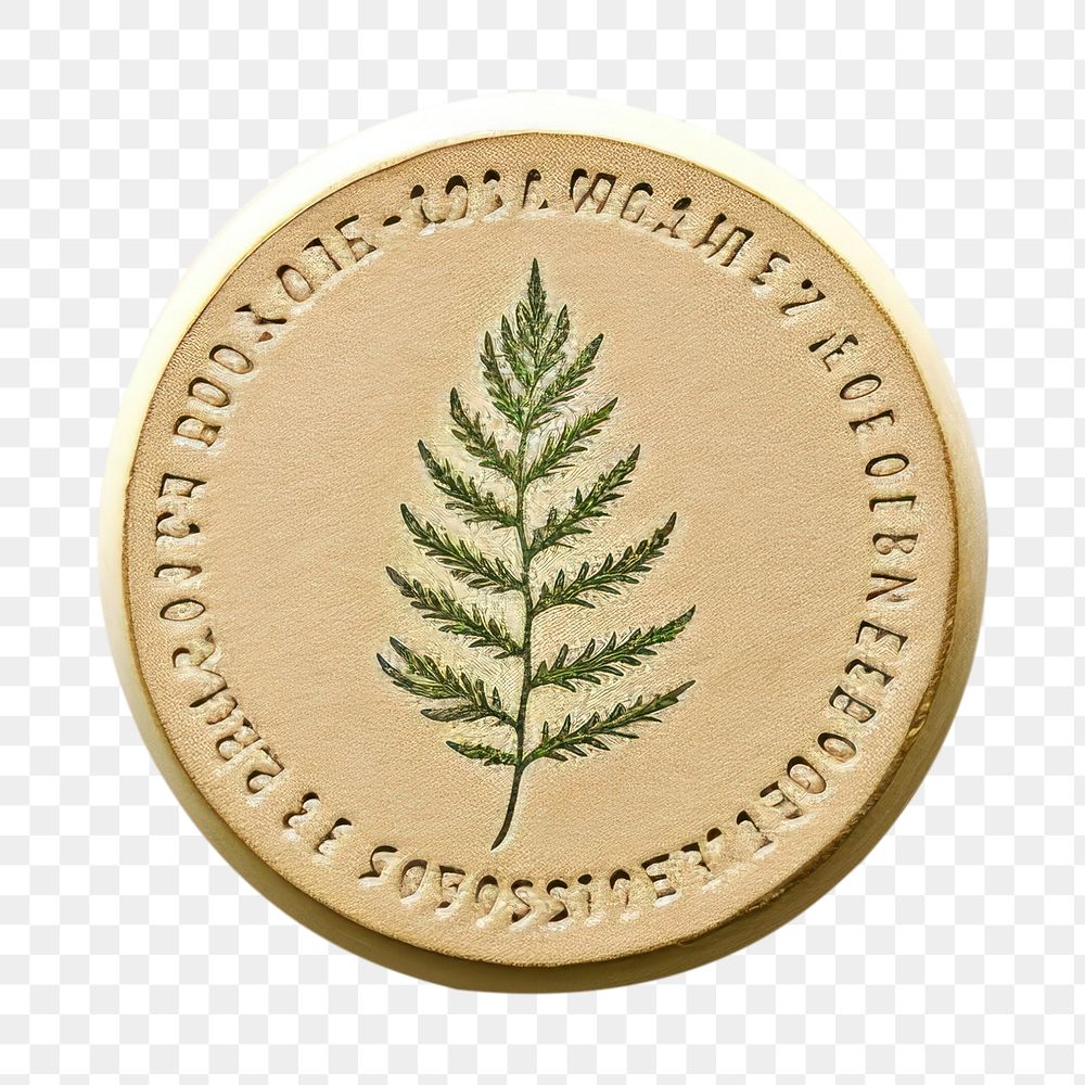 PNG Fern Seal Wax Stamp circle shape money.