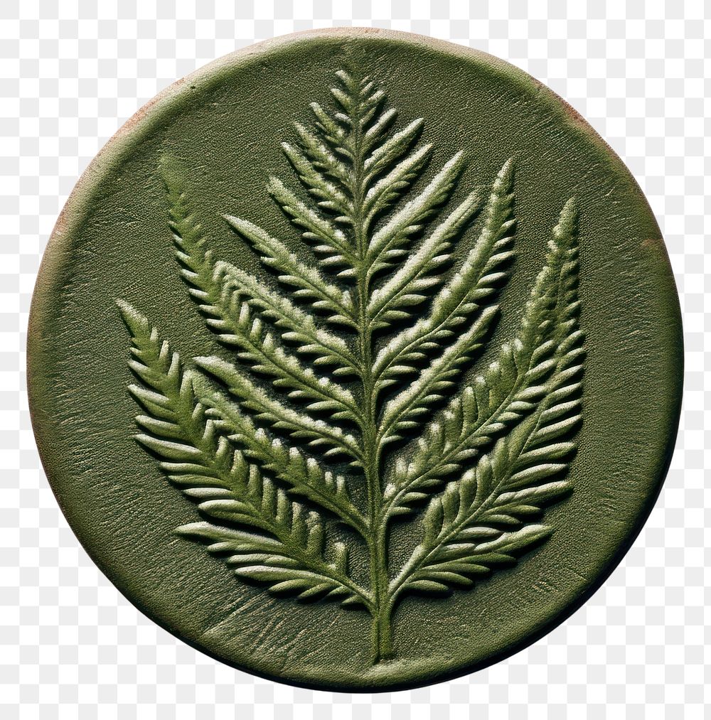 PNG Fern Seal Wax Stamp circle shape plant.