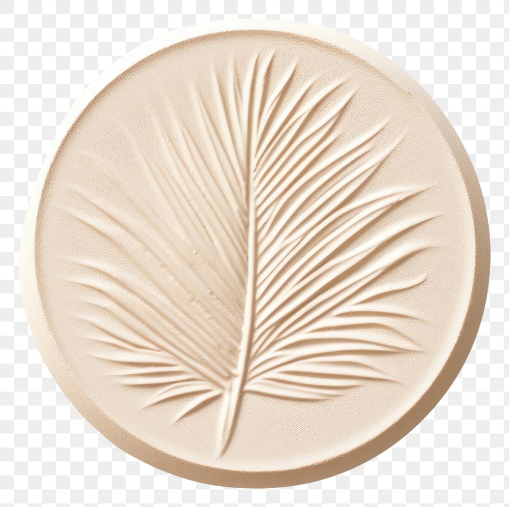 PNG Palm leaves Seal Wax Stamp circle shape white background.