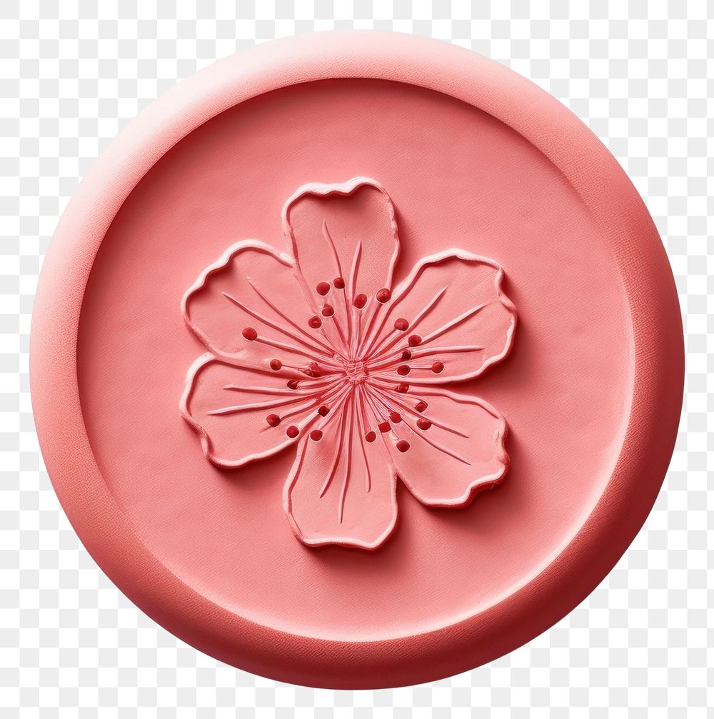 PNG Sakura Seal Wax Stamp circle shape white background.