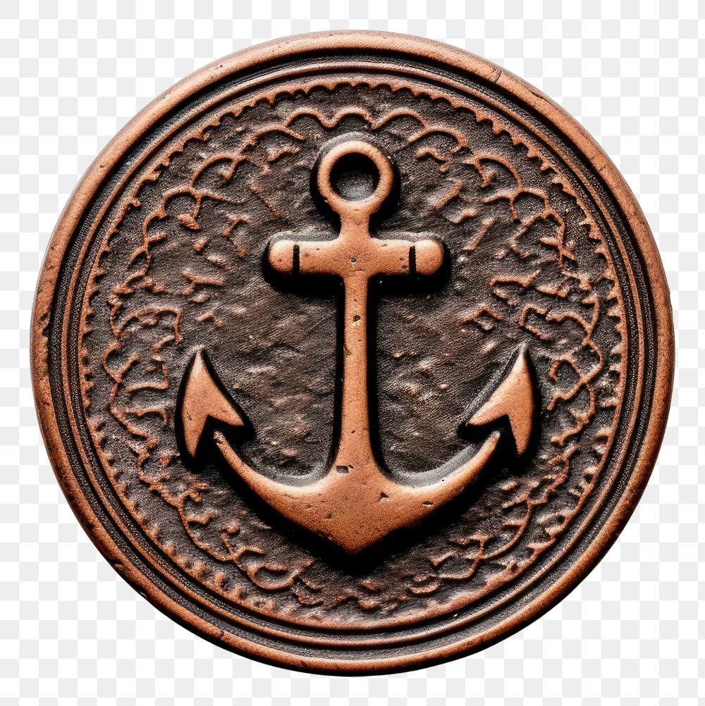 PNG Seal Wax Stamp anchor pendant locket bronze.