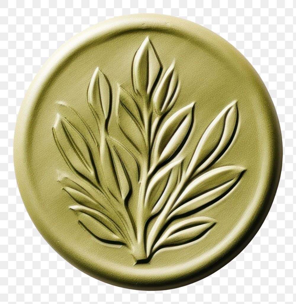 PNG Seal Wax Stamp olive leaf locket white background accessories.