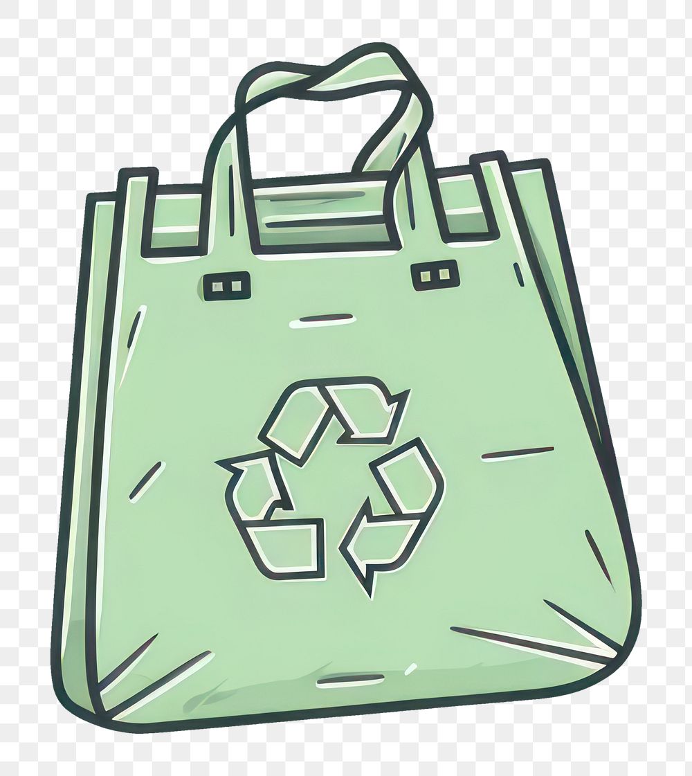 PNG  Paper bag with recycle icon handbag green accessories. AI generated Image by rawpixel.