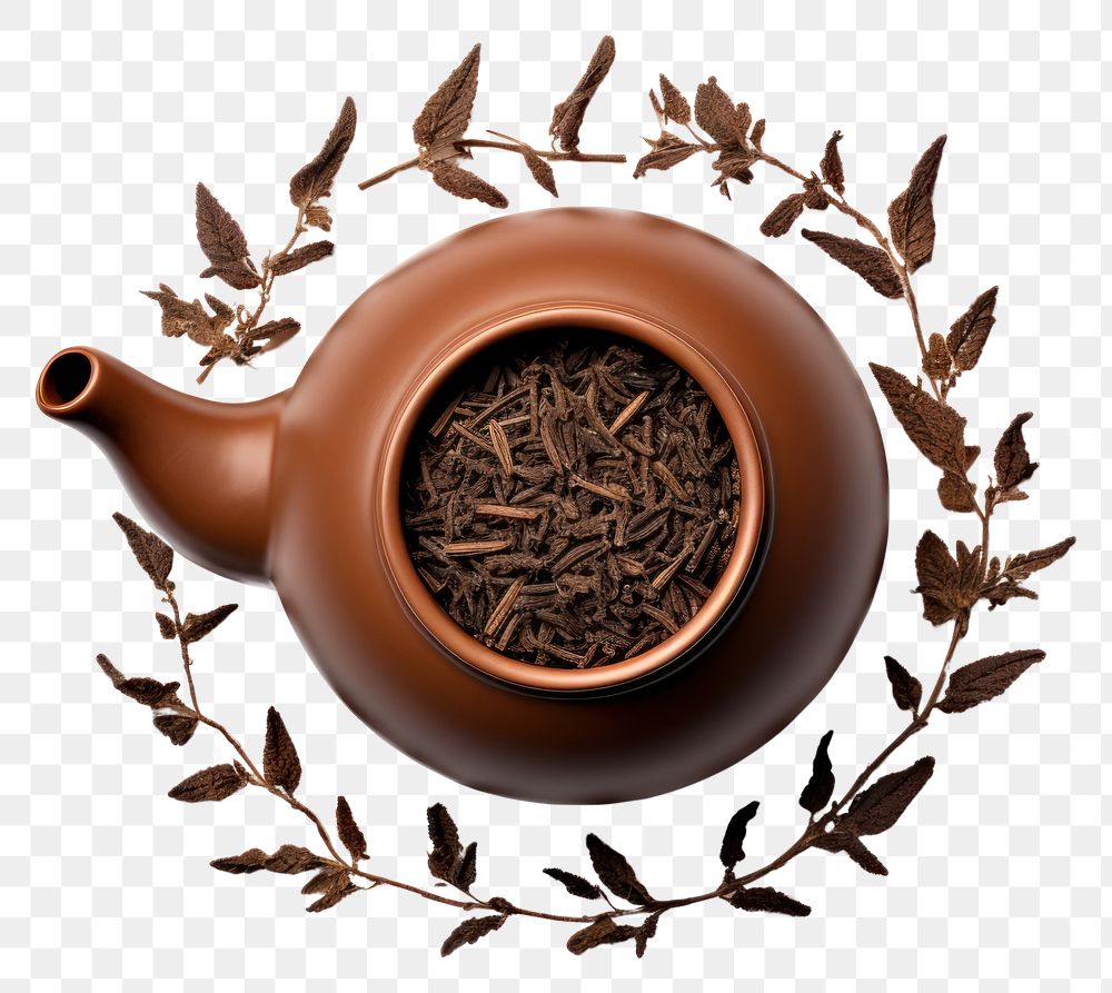 PNG Brown ceramic teapot drink white background ingredient.