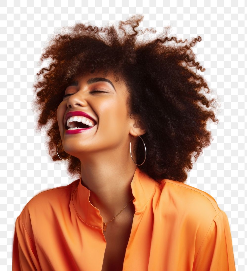 PNG Laughing young black woman adult smile joy.