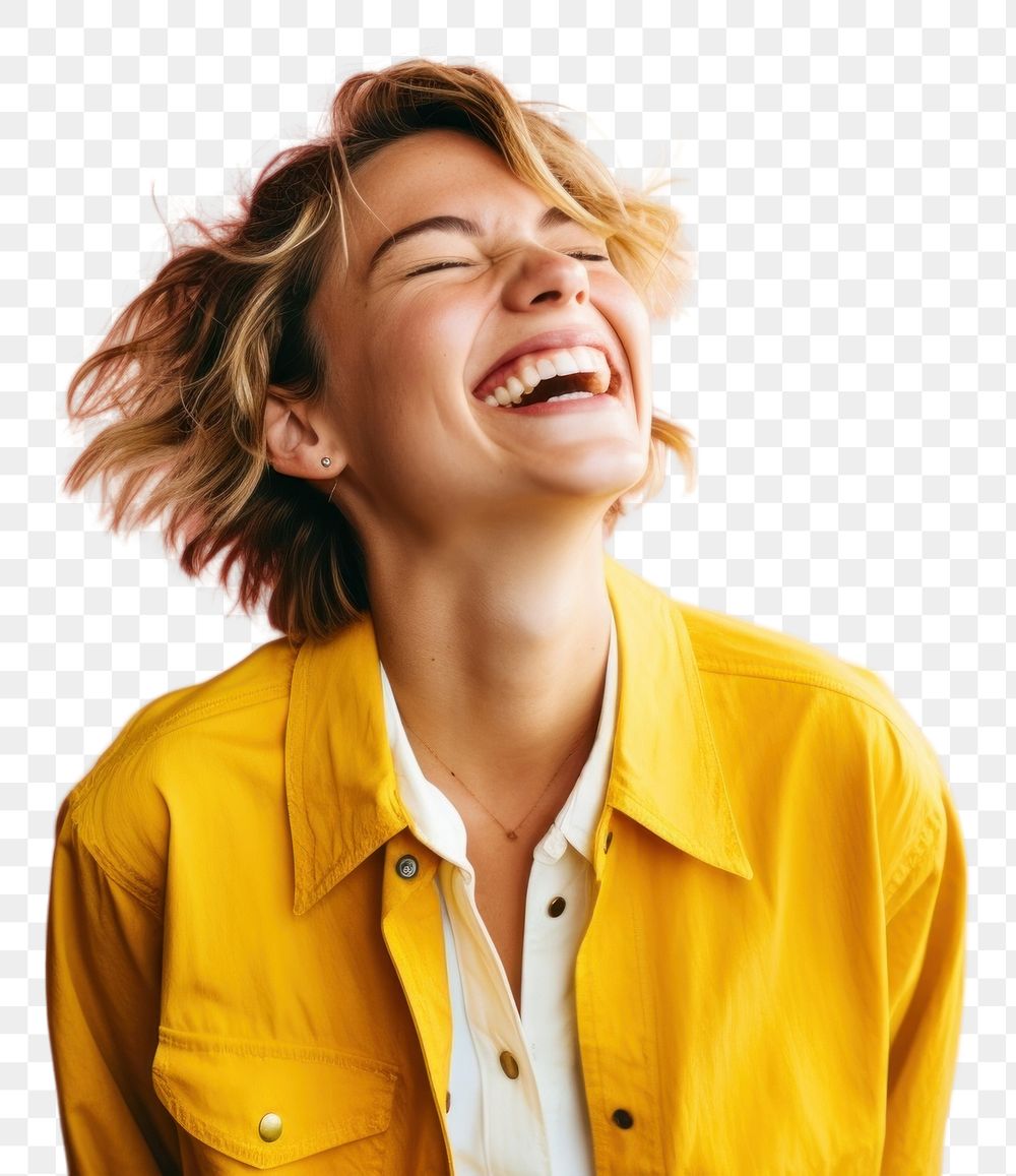 PNG Laughing young white woman adult joy excitement.