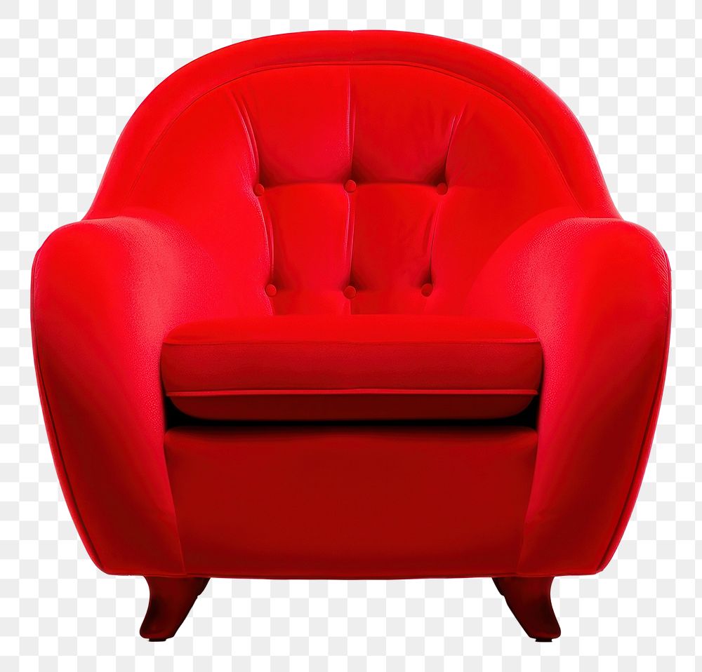 PNG Modern red armchair furniture white background comfortable.