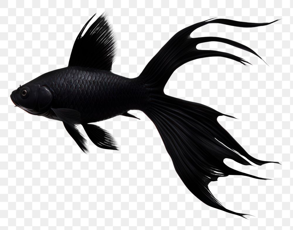 PNG  A black gold fish animal white background underwater.