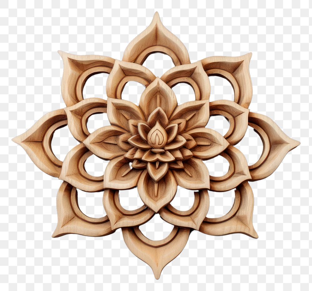 PNG A lotus wood brooch art. AI generated Image by rawpixel.