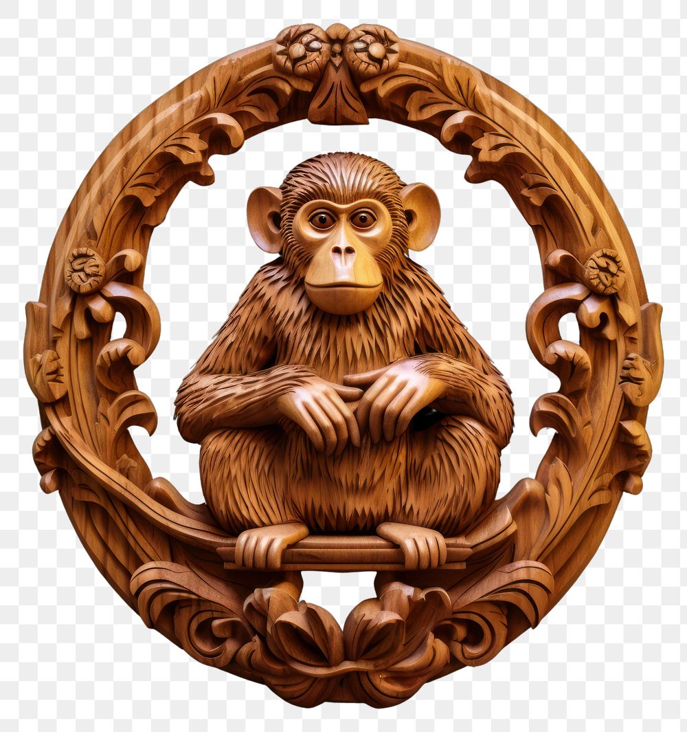PNG A monkey mammal animal wood. AI generated Image by rawpixel.