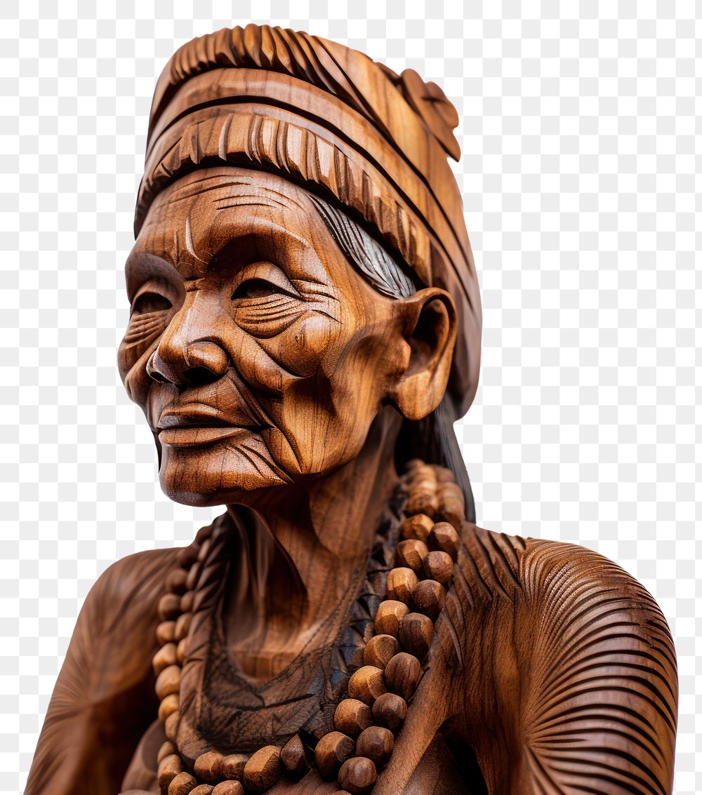 PNG An elder woman art totem wood. AI generated Image by rawpixel.