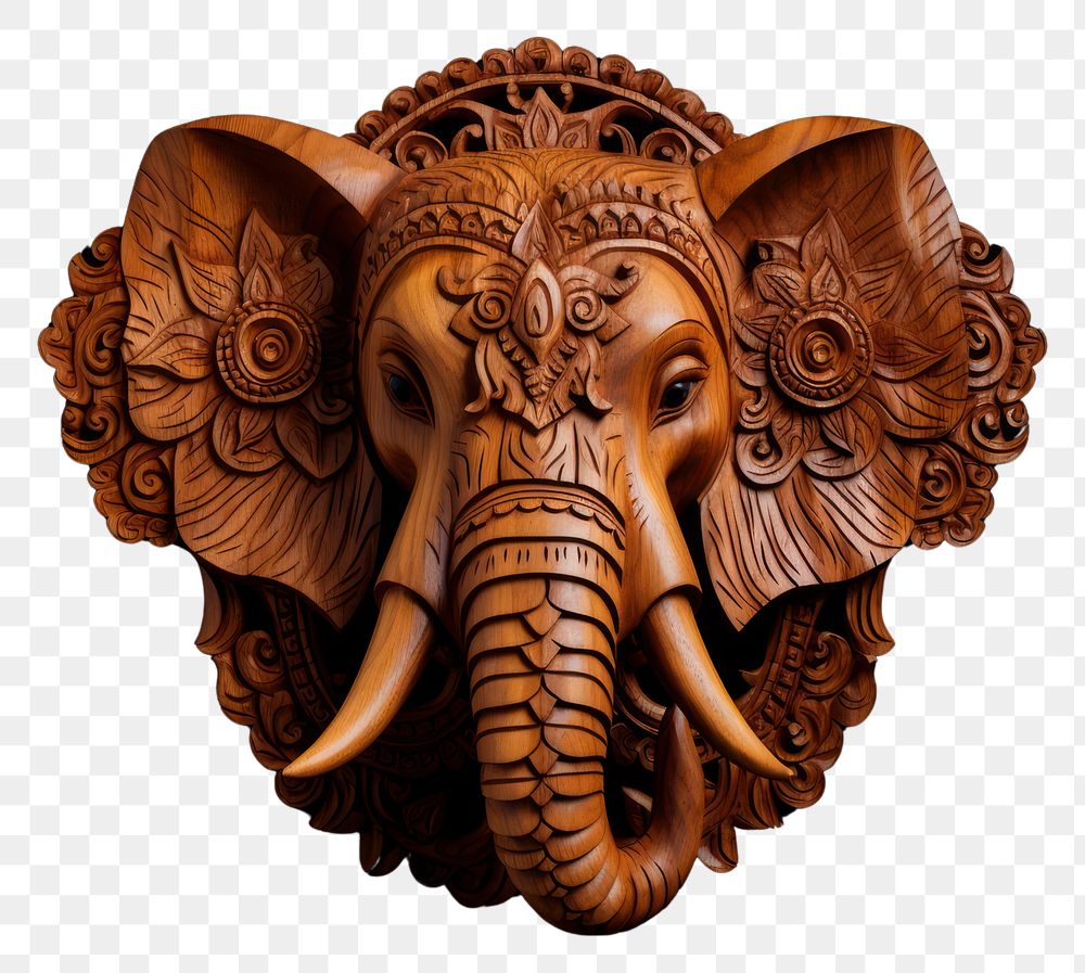 PNG An elephant wood art representation. AI generated Image by rawpixel.