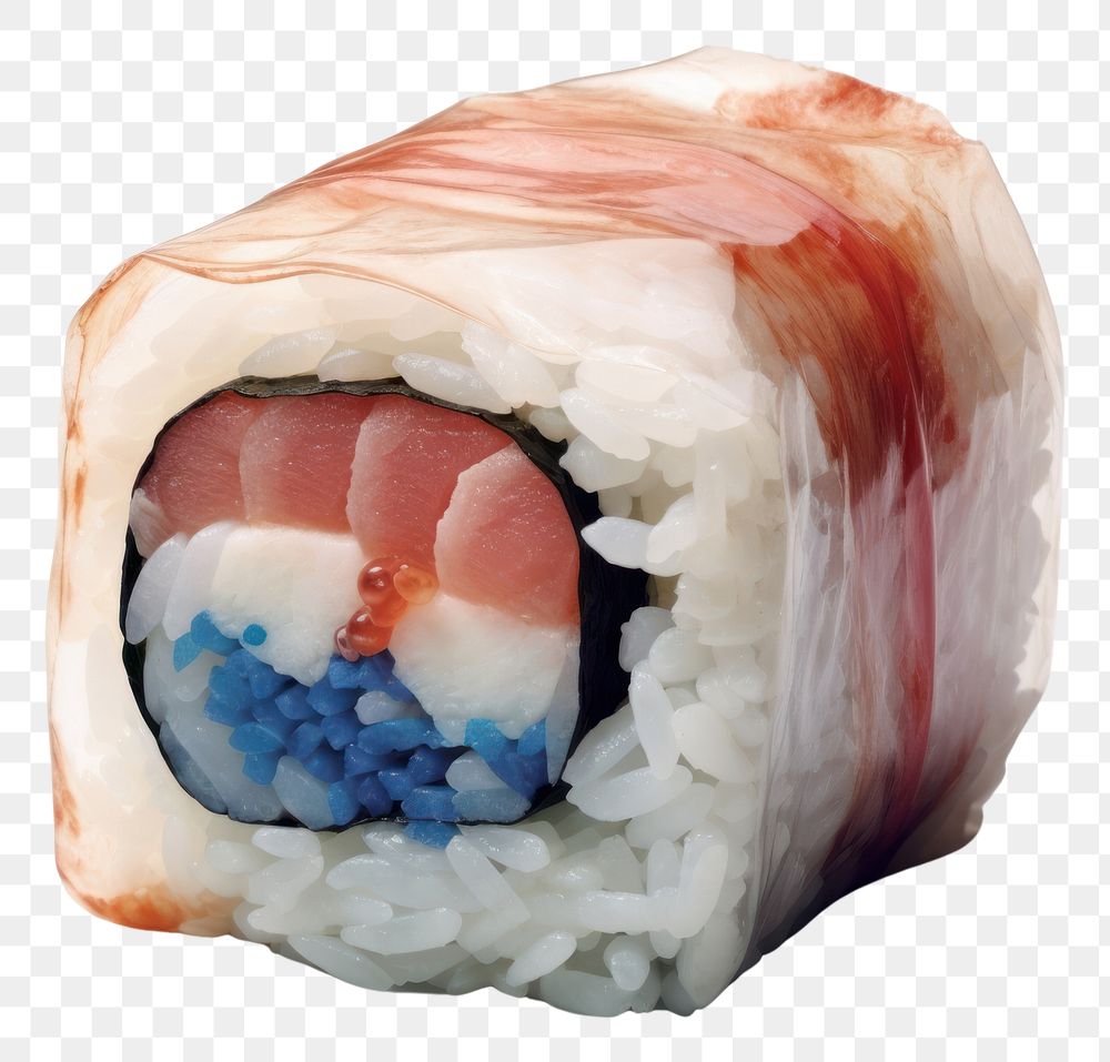 PNG  A sushi made of plastic food white background freshness. AI generated Image by rawpixel.