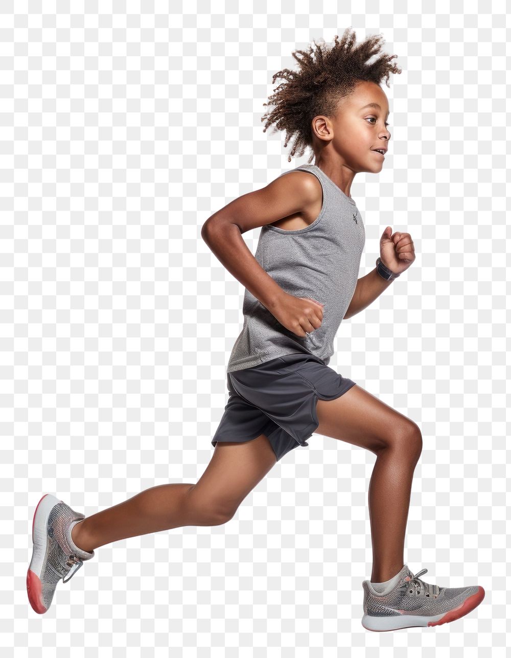 PNG  An African boy wearing sport cloth running jogging sports shorts.