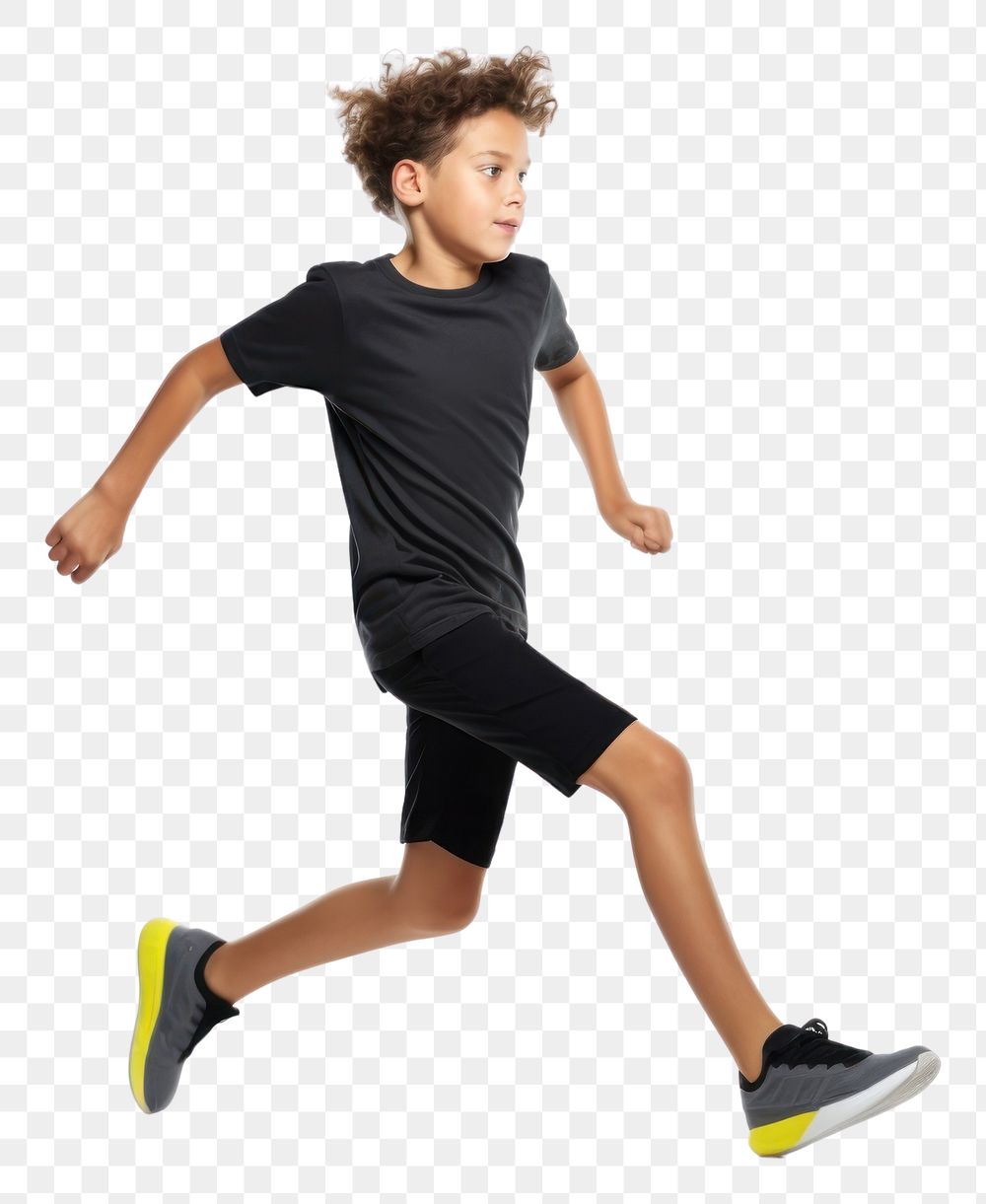 PNG  An eight year old wearing modern sport cloth running footwear sports child.