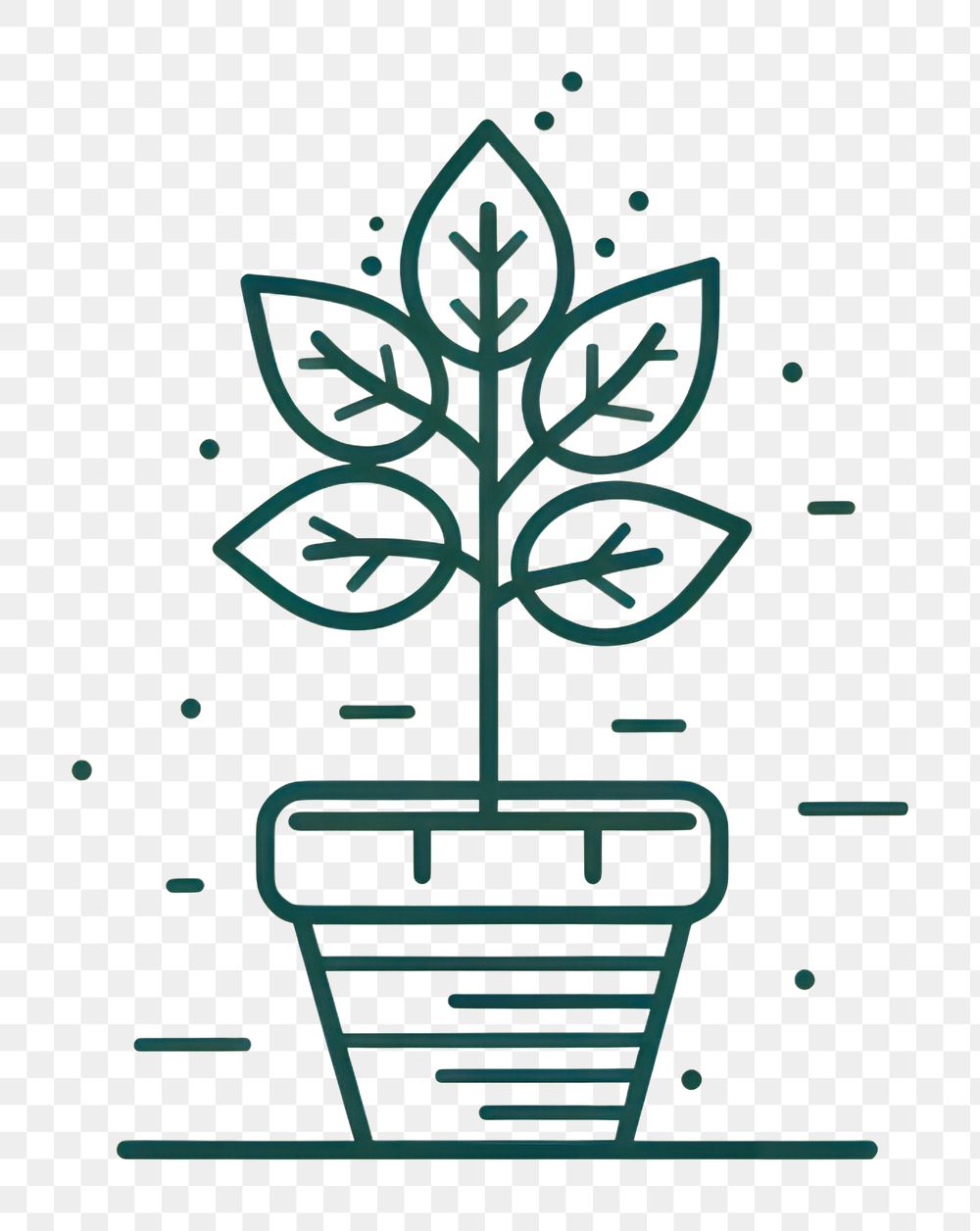 PNG  Plant icon green line illustrated. AI generated Image by rawpixel.