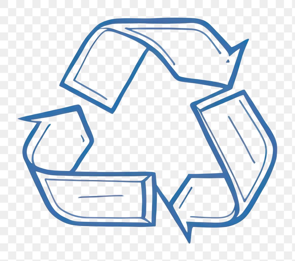 PNG  Recycle icon symbol line blue. AI generated Image by rawpixel.