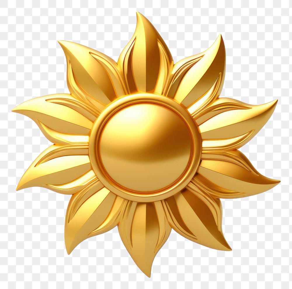 PNG Sun gold jewelry white background.