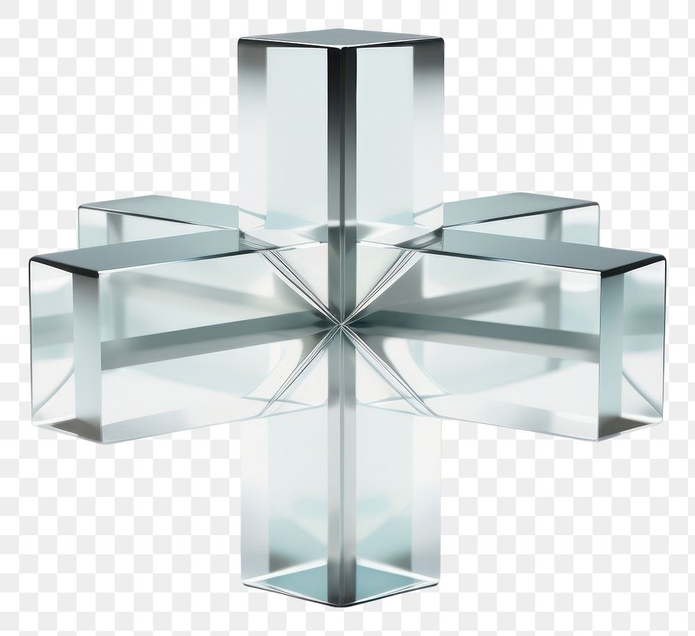 PNG Symmetry cross symbol white glass.