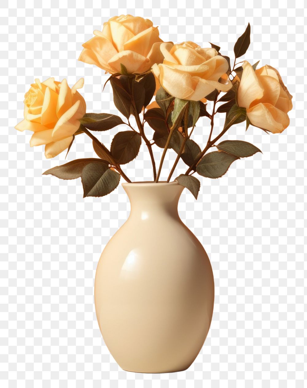 PNG Brown roses vase flower yellow.