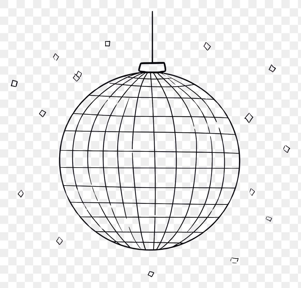 PNG A disco ball sphere sketch line.