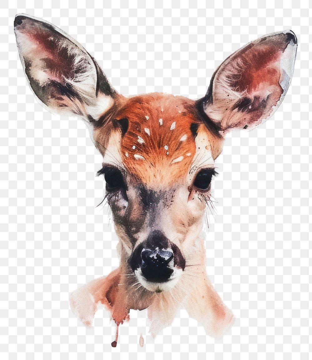 PNG Galaxy element face of deer in Watercolor wildlife animal mammal.