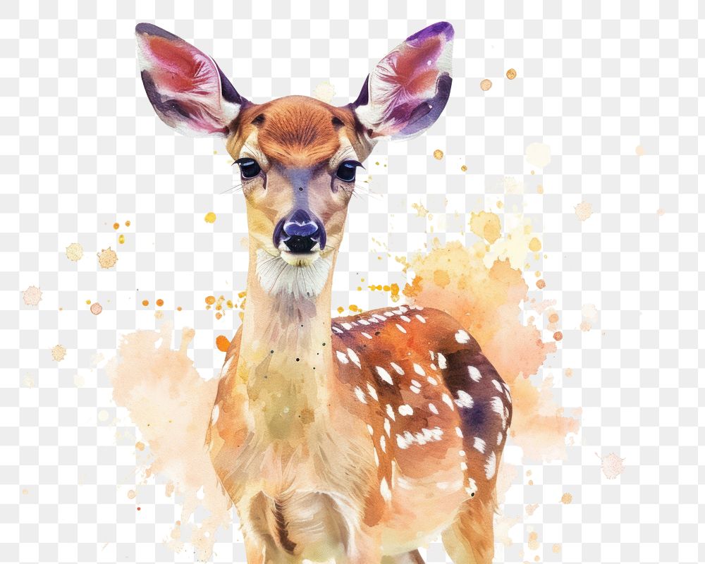 PNG Galaxy element of deer in Watercolor wildlife animal mammal.