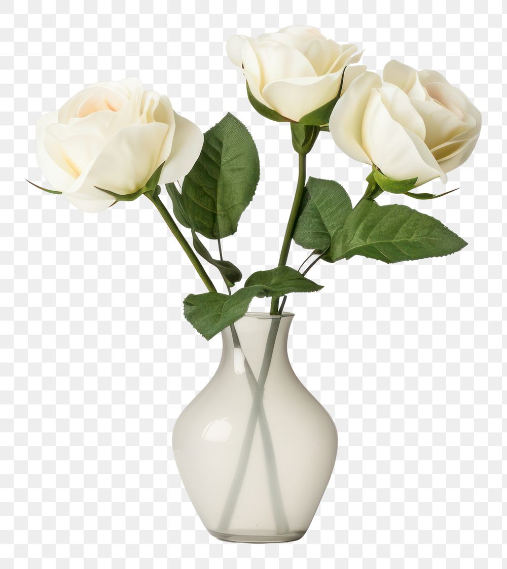 PNG Blooming white roses vase flower plant.