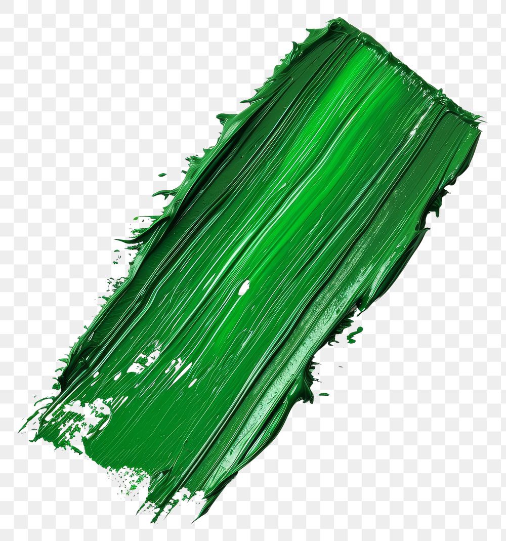 PNG Glossy green flat paint brush white background splattered abstract.