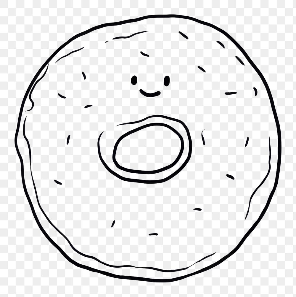 PNG Donut sketch bagel food.