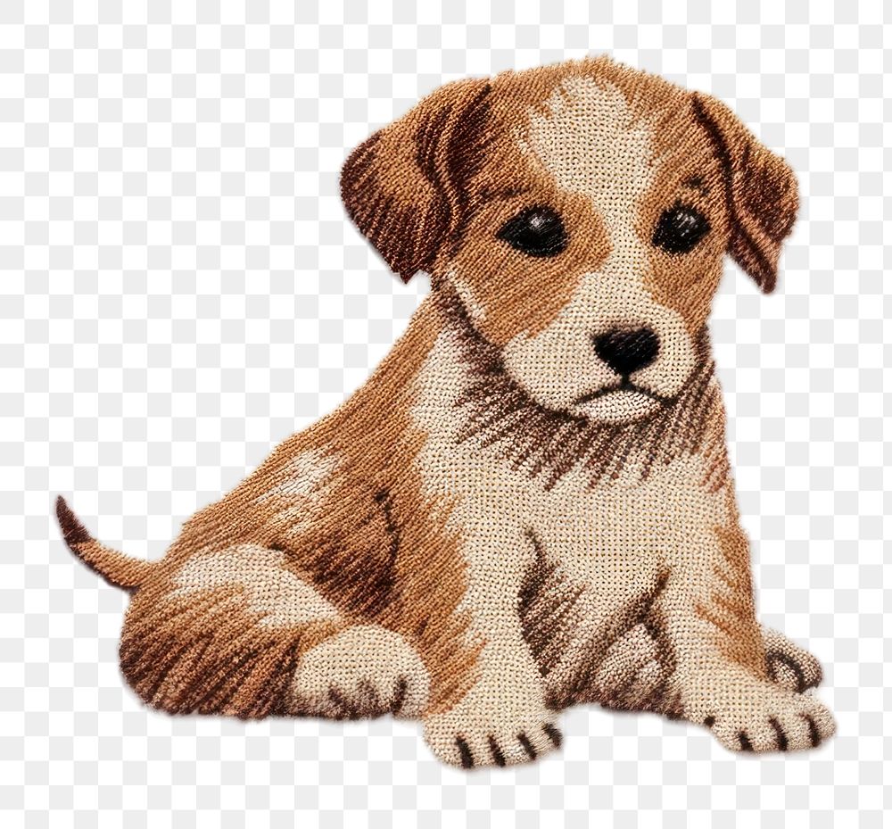 PNG Embroidery of a dog border animal mammal puppy.