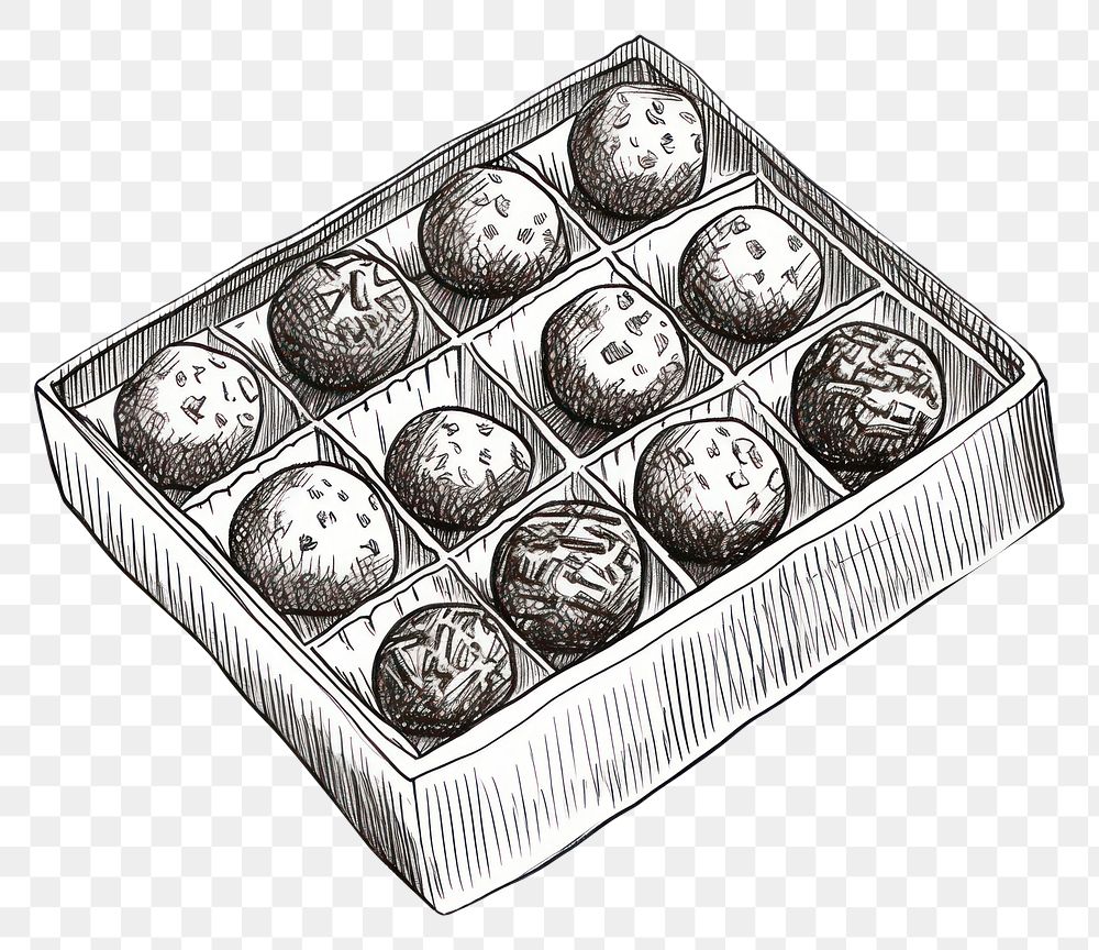 PNG Chocolate truffle box drawing sketch food. AI generated Image by rawpixel.