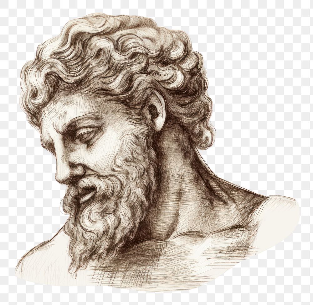 PNG Greek god statue drawing sketch portrait. AI generated Image by rawpixel.