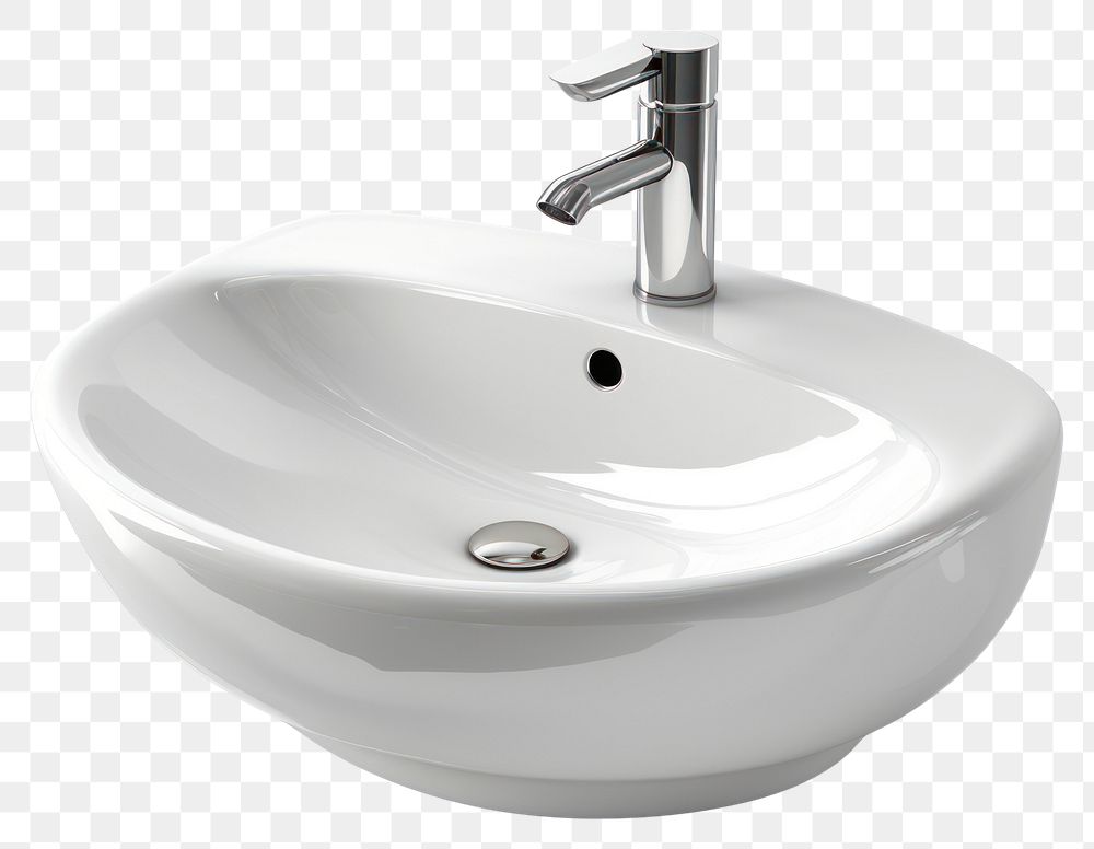 PNG Washbasin white sink white background.
