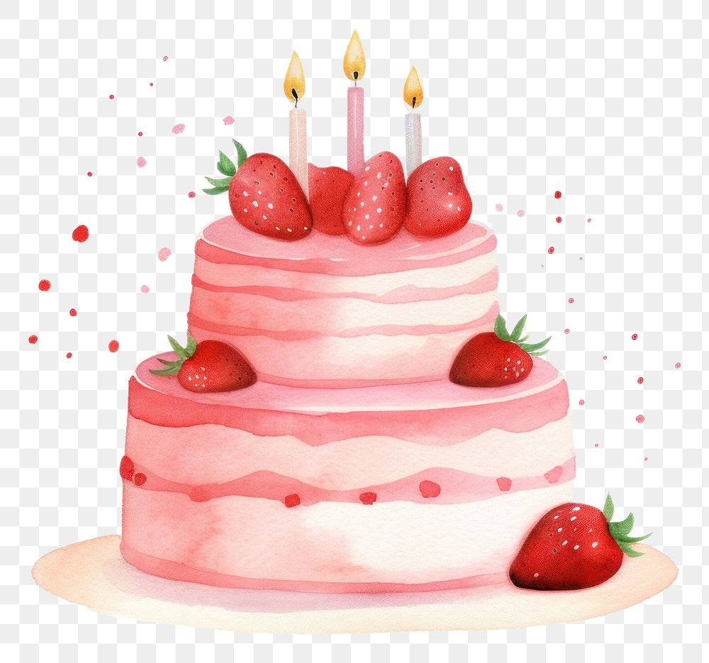 PNG Minimal cute birthday cake strawberry dessert cream.