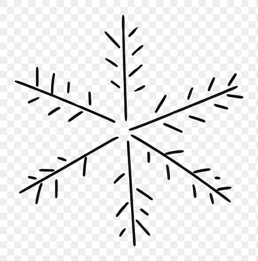 PNG Snowflake sketch white line.
