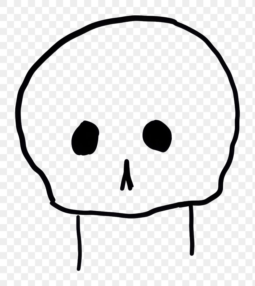 PNG Skull sketch drawing white.
