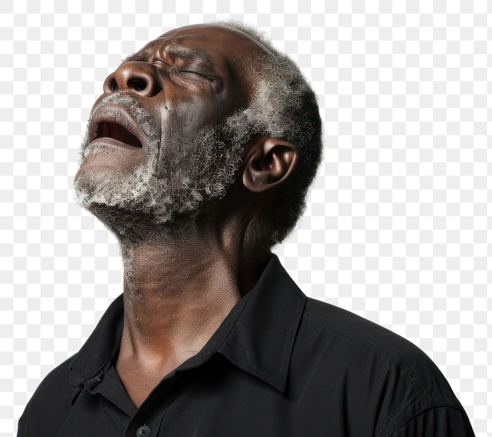 PNG Black mature man having difficulty in breathing portrait adult photo.