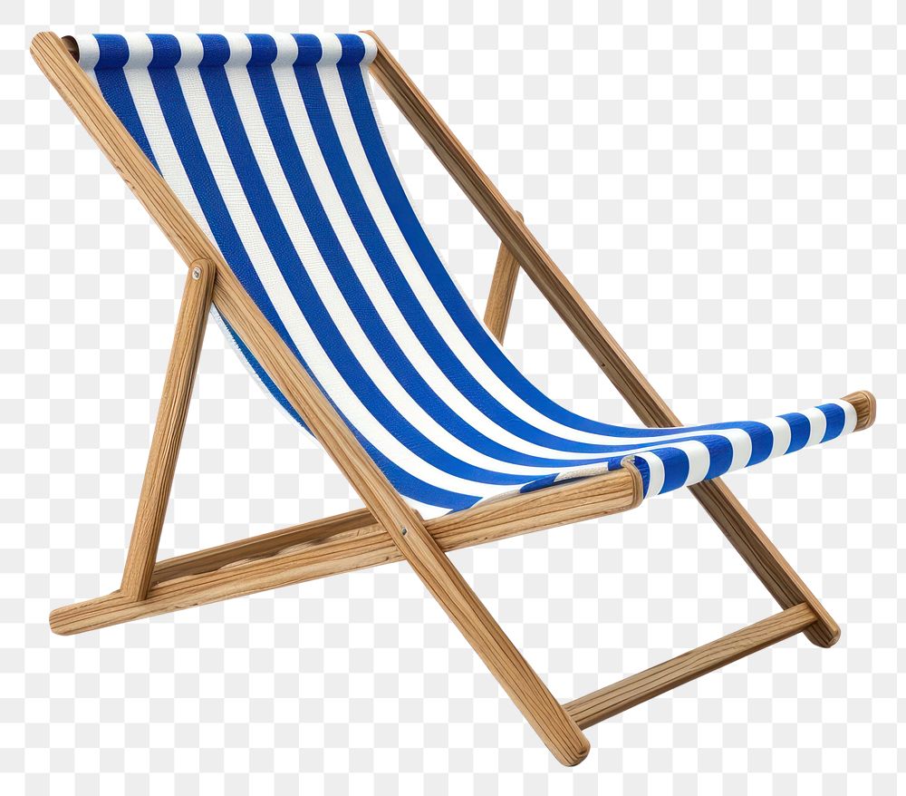 PNG Blue and white beach chair furniture white background relaxation