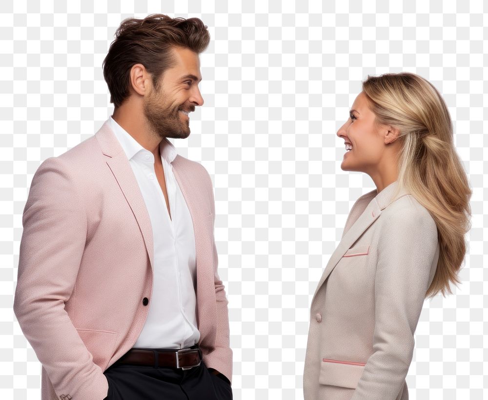 PNG Man talking to a woman adult white background togetherness.