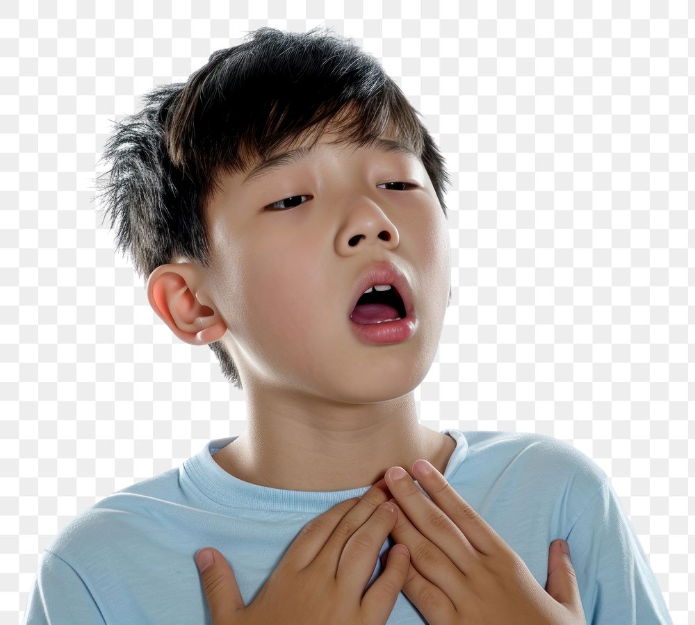 PNG Asian boy pain white background surprise.
