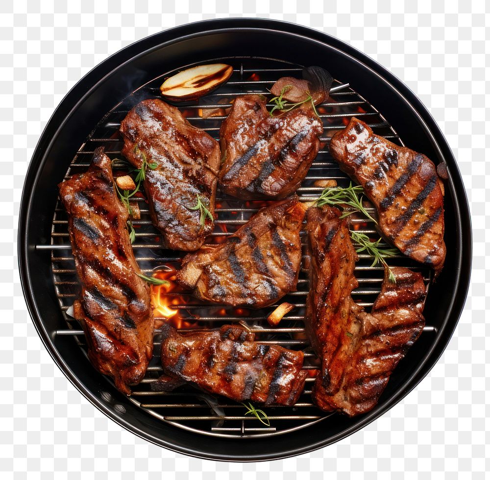 PNG Bbq top view grilling cooking meat AI generated Image by rawpixel