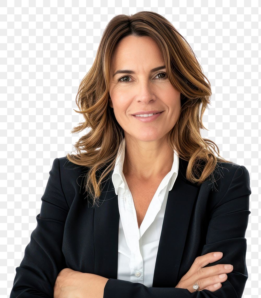PNG Good-looking middle-aged businesswoman with arms crossed portrait smiling adult.