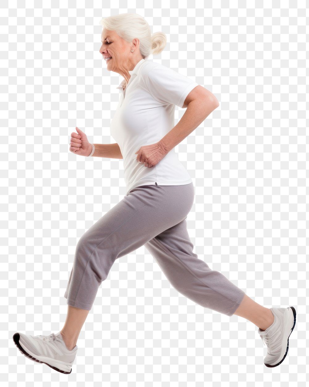 PNG Senior woman jogging footwear walking adult. AI generated Image by rawpixel.