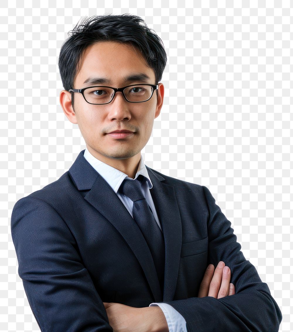 PNG Professional asian man in business suits portrait glasses adult.