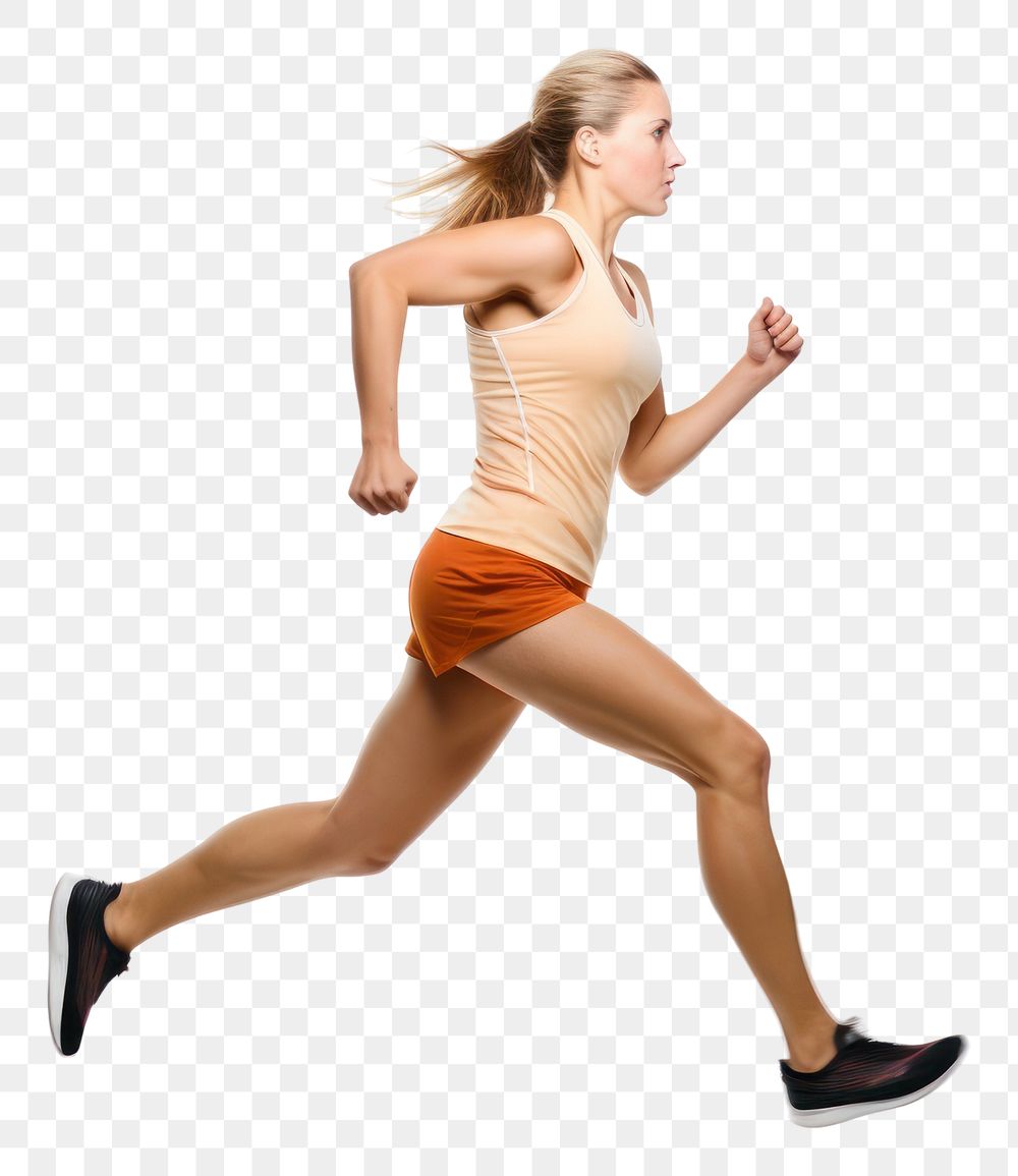 PNG Woman jogging running adult white background. AI generated Image by rawpixel.