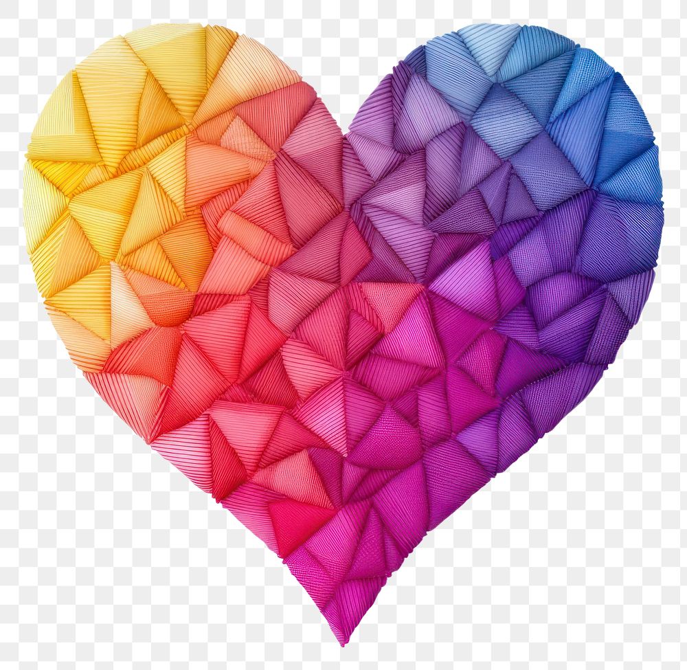 PNG Gradient heart in embroidery style backgrounds creativity abstract.