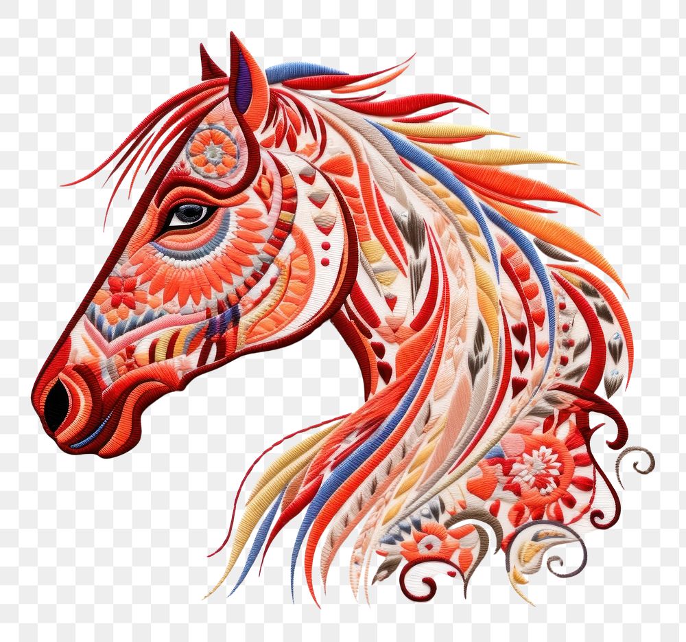 PNG Horse in embroidery style pattern drawing animal.