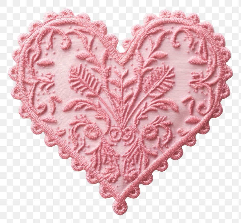 PNG Pink heart in embroidery style pattern representation celebration.