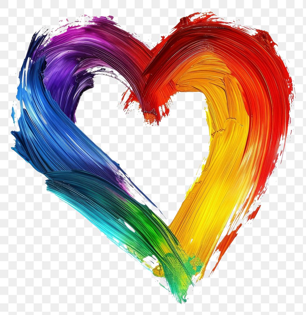 PNG Rainbow heart shape paint white background creativity.